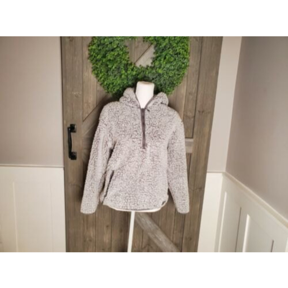 Eddie Bauer Womens Fireside Plush Deep Pile 1/4 Zip Pullover Hoodie Sweatshirt S - Picture 1 of 5